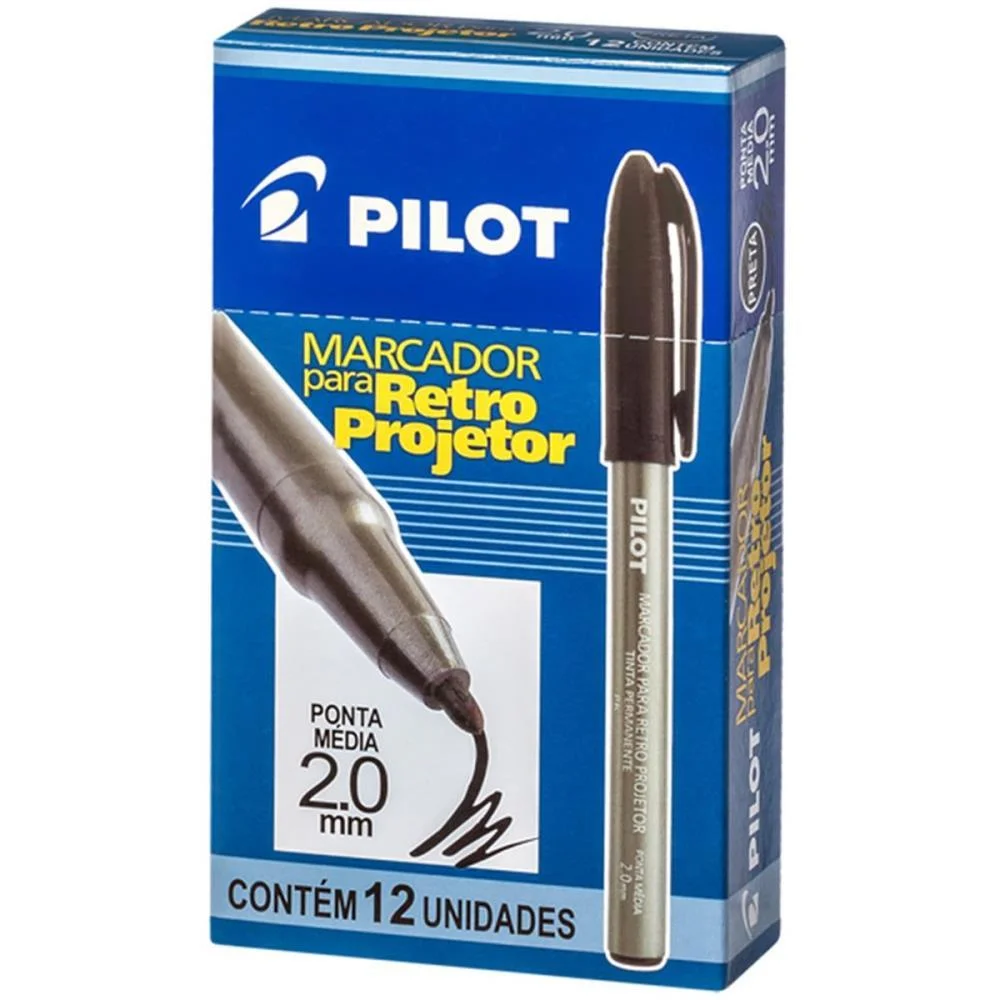 Caneta Retroprojetor 2.0Mm Marcador Preta Pilot (Cx.c/12) - imagem 3