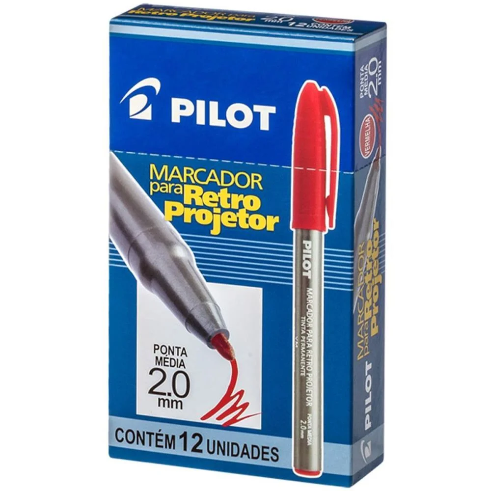 Caneta Retroprojetor 2.0Mm Marcador Vermelho Pilot (Cx.c/12) - imagem 2