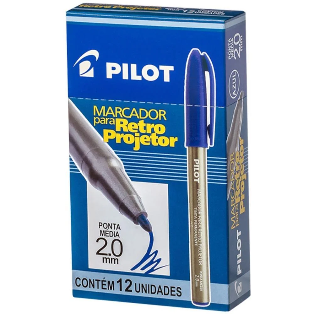 Caneta Retroprojetor 2.0Mm Marcador Azul Pilot (Cx.c/12) - imagem 2