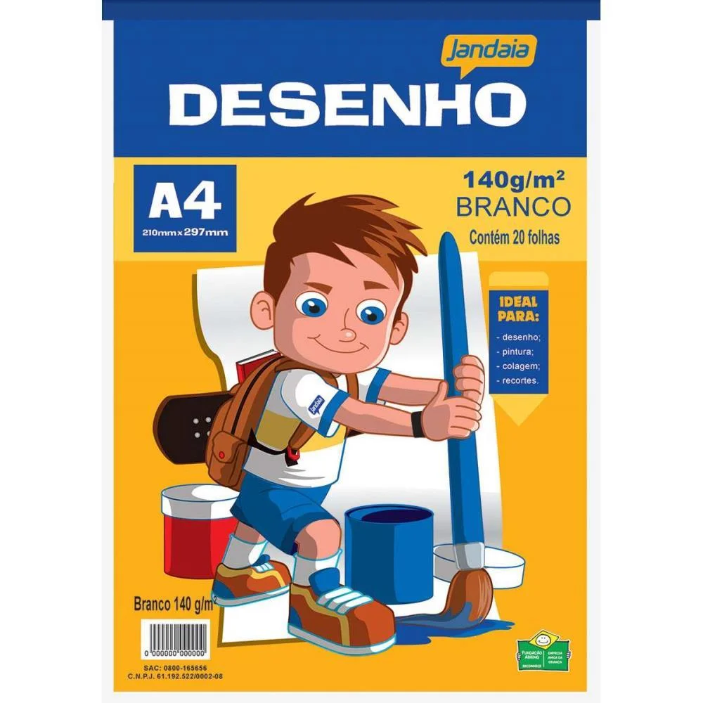 Bloco Tecnico Sem Margem Desenho A4 140 G 20 Fls Branco Jandaia (Pct.c/10) - imagem 2