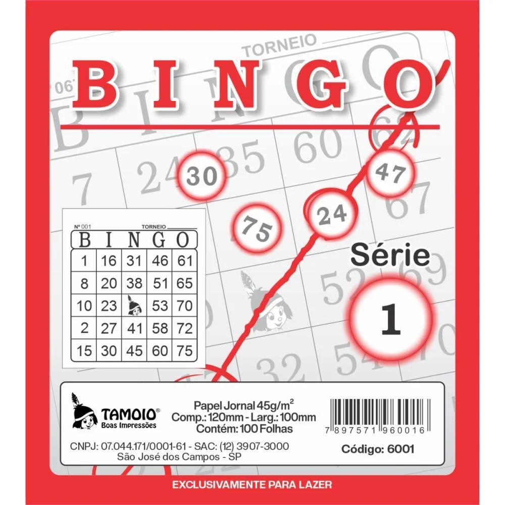 Bloco Para Bingo Jornal 120X108Mm 100 Folhas Tamoio (Pct.c/15) - imagem 2