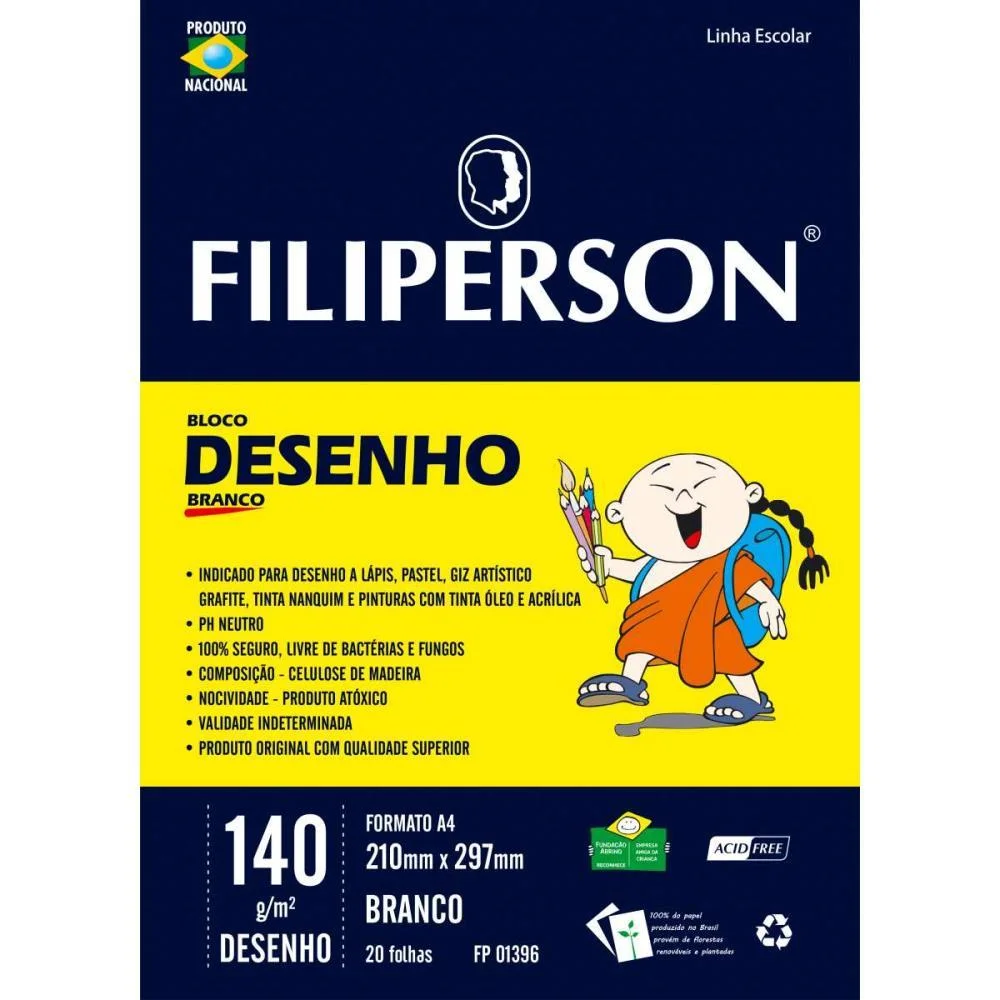 Bloco Tecnico Sem Margem Desenho A-4 140G.20Fls.branco Filiperson (Pct.c/05) - imagem 3