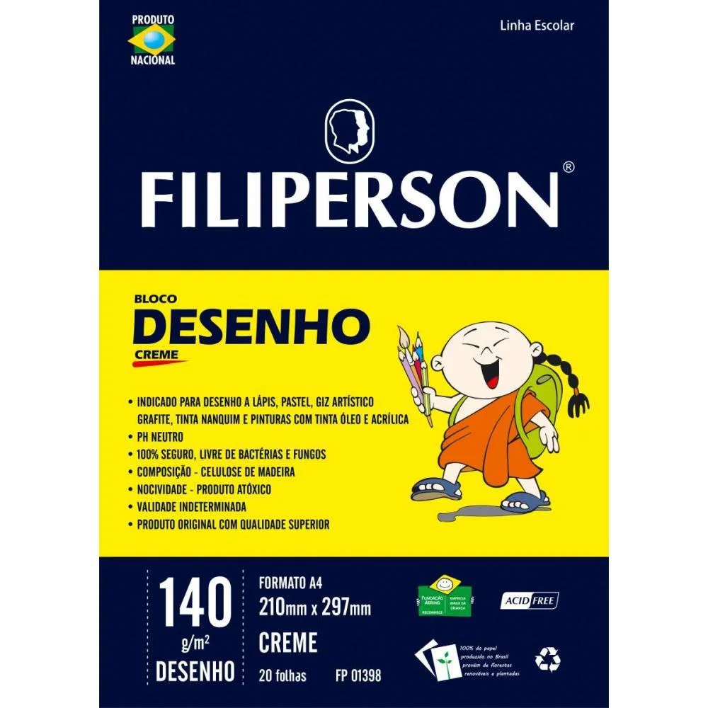 Bloco Tecnico Sem Margem Desenho A-4 140G.20Fls.creme Filiperson (Pct.c/05) - imagem 2