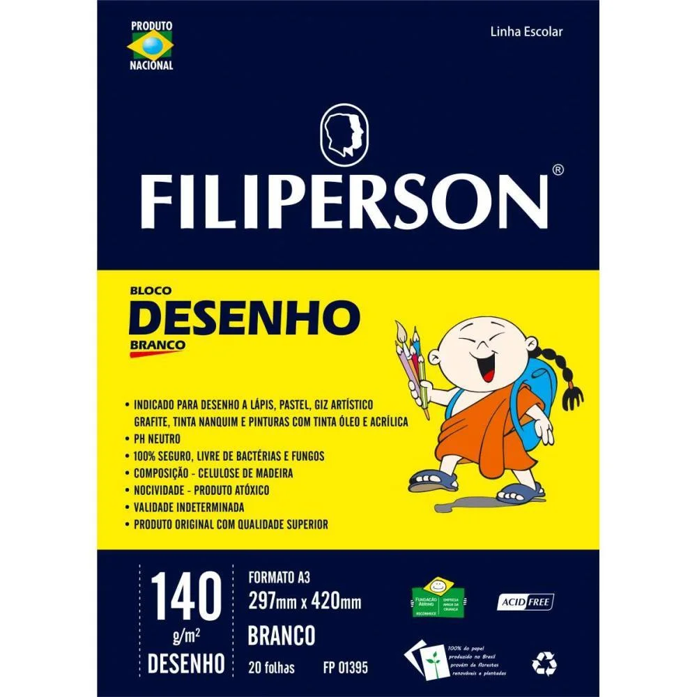 Bloco Tecnico Sem Margem Desenho A-3 140G.20Fls.branco Filiperson (Pct.c/05) - imagem 3