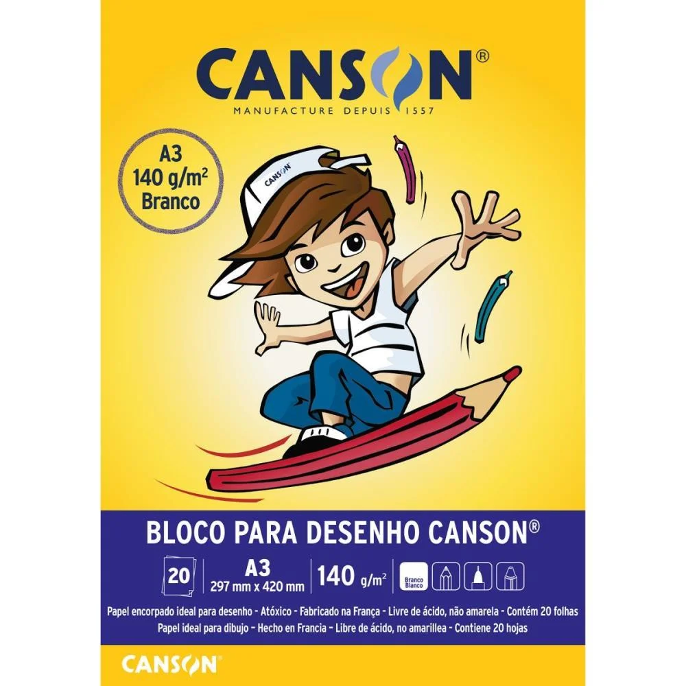 Bloco Tecnico Sem Margem Desenho A3 140G.20Fls.branco Canson (Pct.c/05) - imagem 3