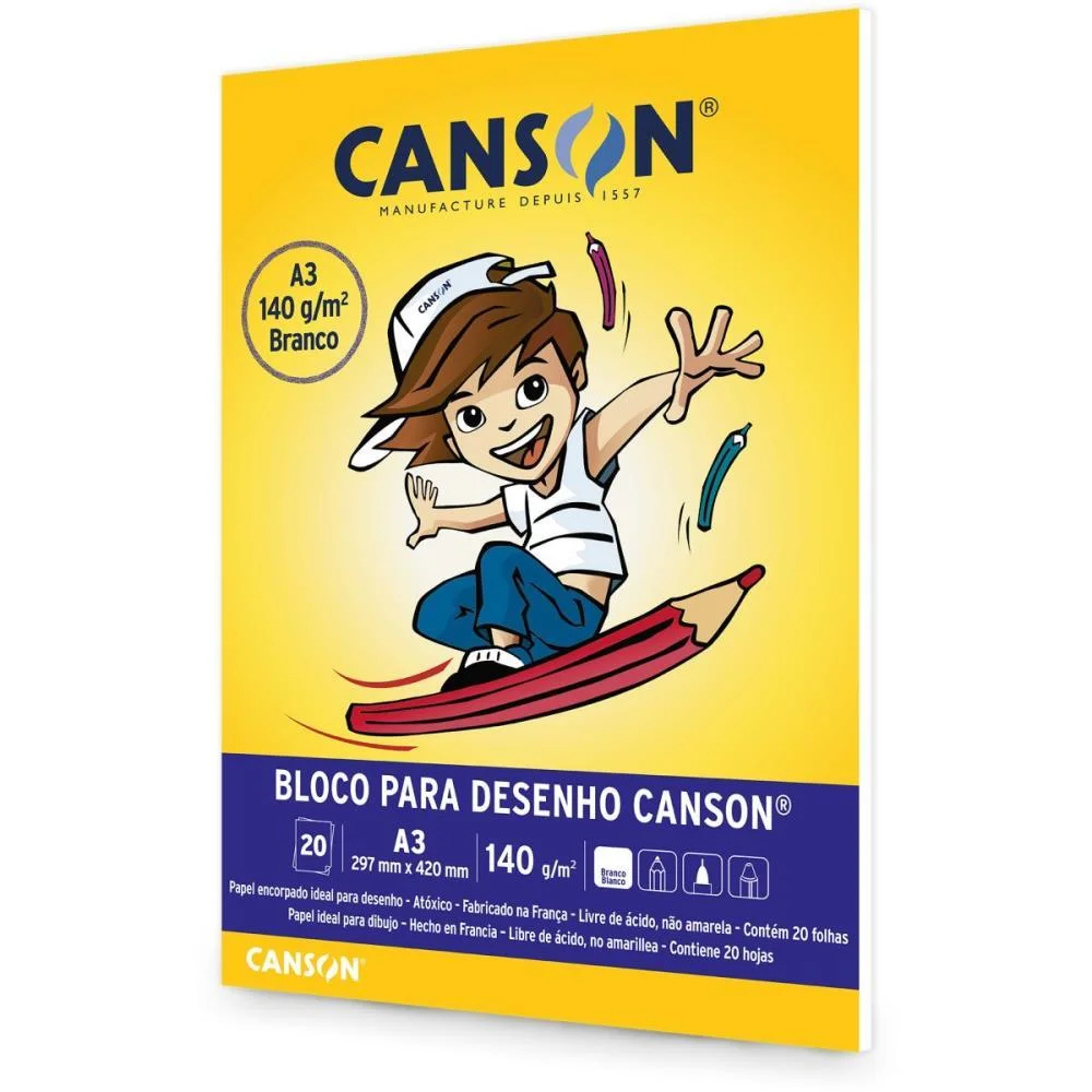 Bloco Tecnico Sem Margem Desenho A3 140G.20Fls.branco Canson (Pct.c/05) - imagem 4