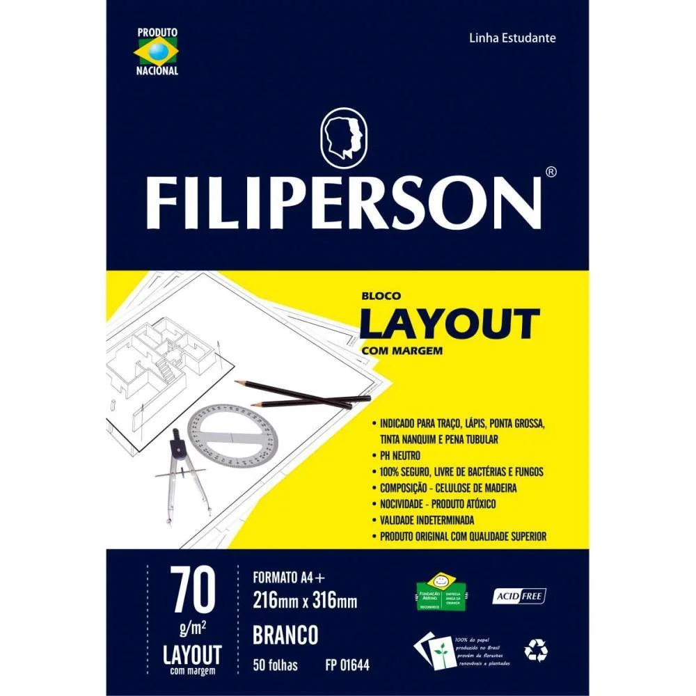 Bloco Tecnico Com Margem Lay-Out A-4 63G.50Fls.branco Filiperson (Pct.c/05) - imagem 2