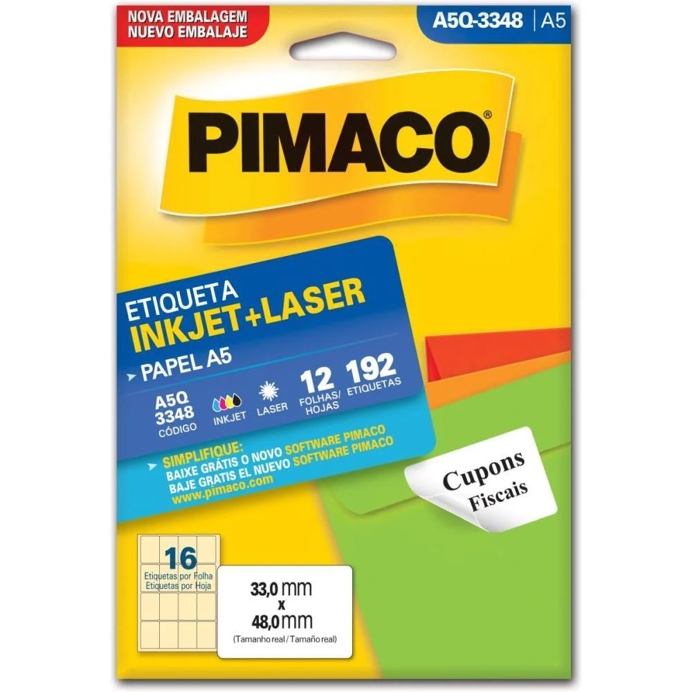 Etiqueta A5 A5Q-3348 12 Fls 33,0 X 48,0 Mm Pimaco (Ct.c/192) - imagem 3