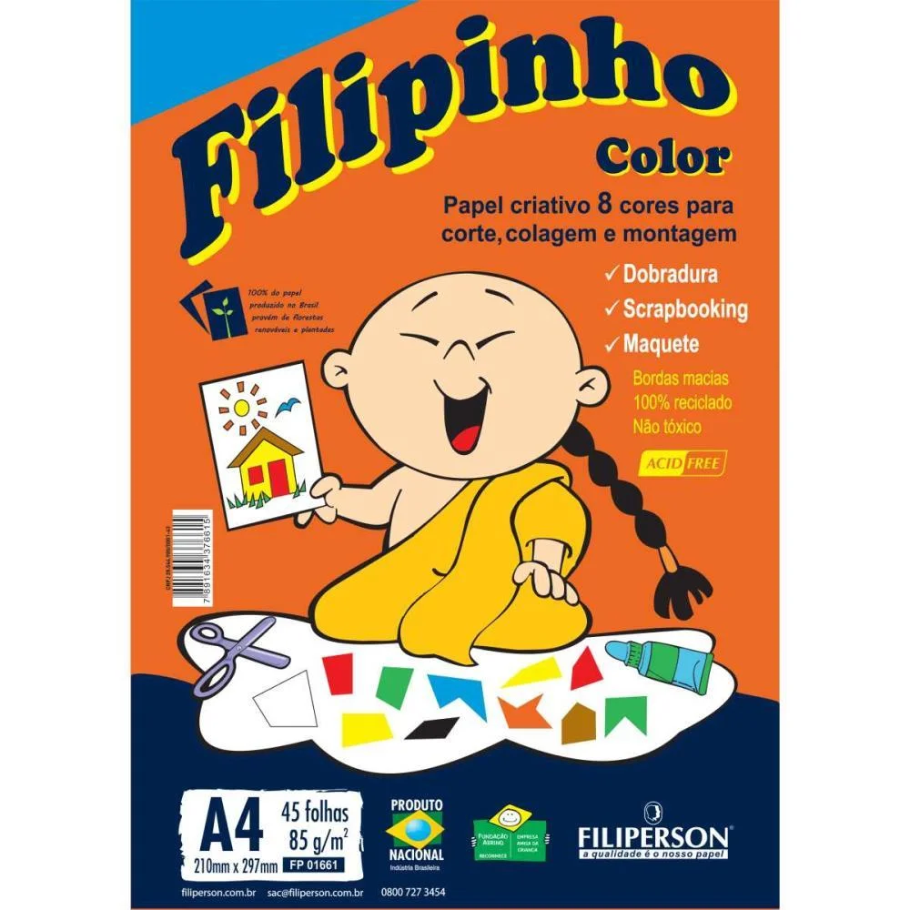 Bloco Para Educacao Artistica Filipinho Color A4 85G.45Fls Filiperson (Pacote) - imagem 2