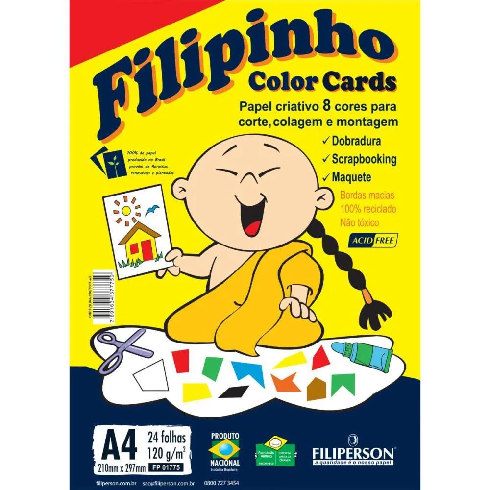 Bloco Para Educacao Artistica Filipinho C.card A4 120G.24Fls Filiperson (Pacote) - imagem 2