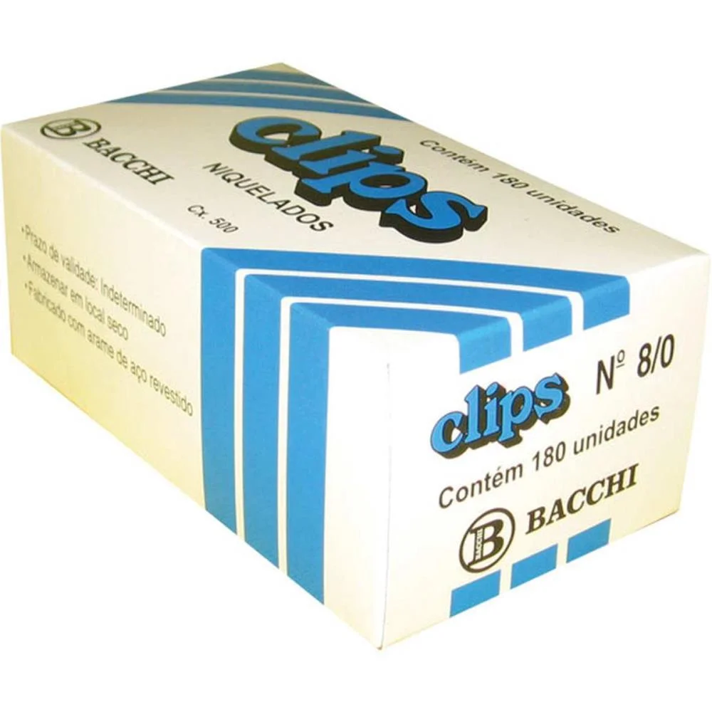Clipe Galvanizado Aco 8/0 180 Unidades Bacchi (Caixa) - imagem 2