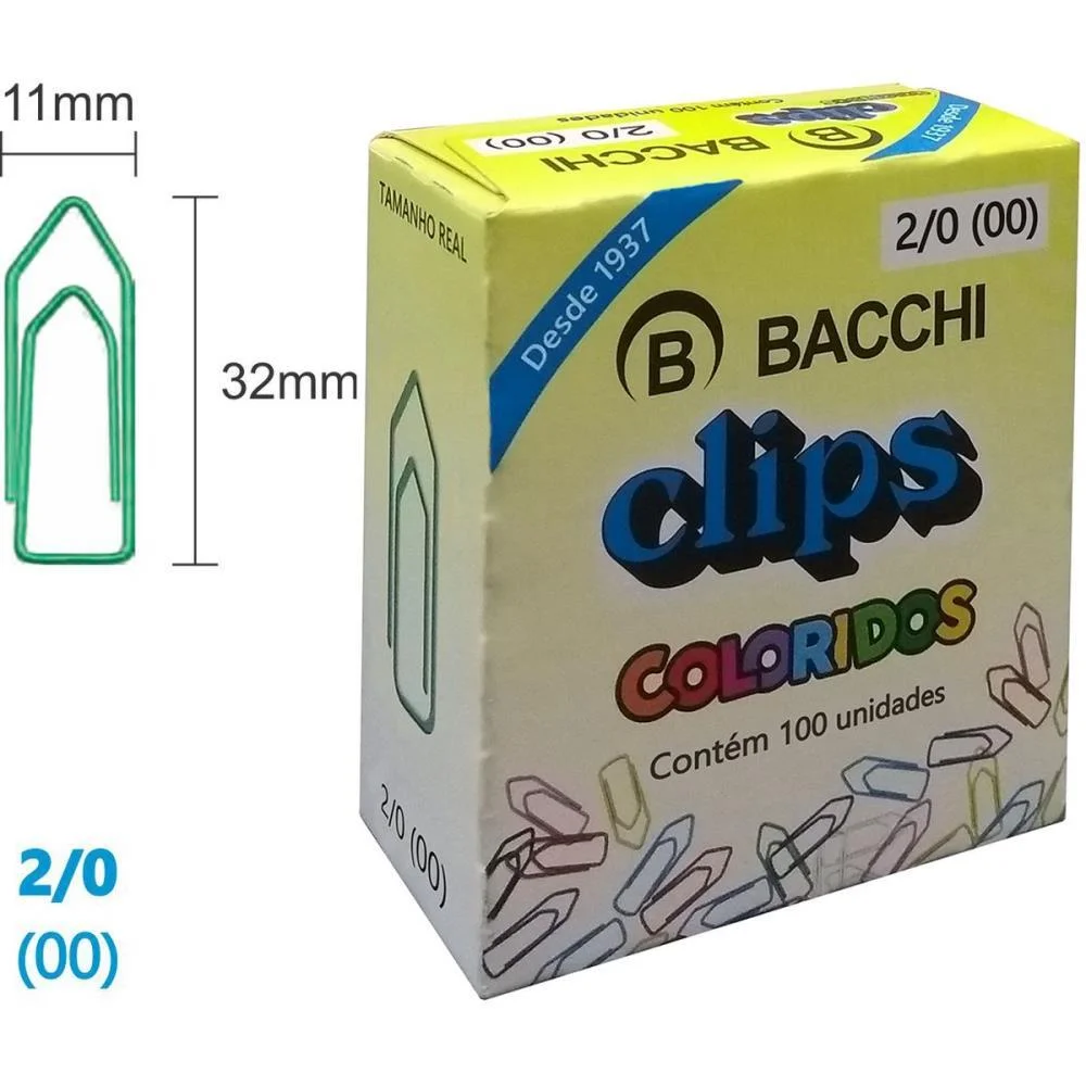 Clipe Colorido Ref.2/0 C/100 Unidades Bacchi (Pct.c/10) - imagem 3