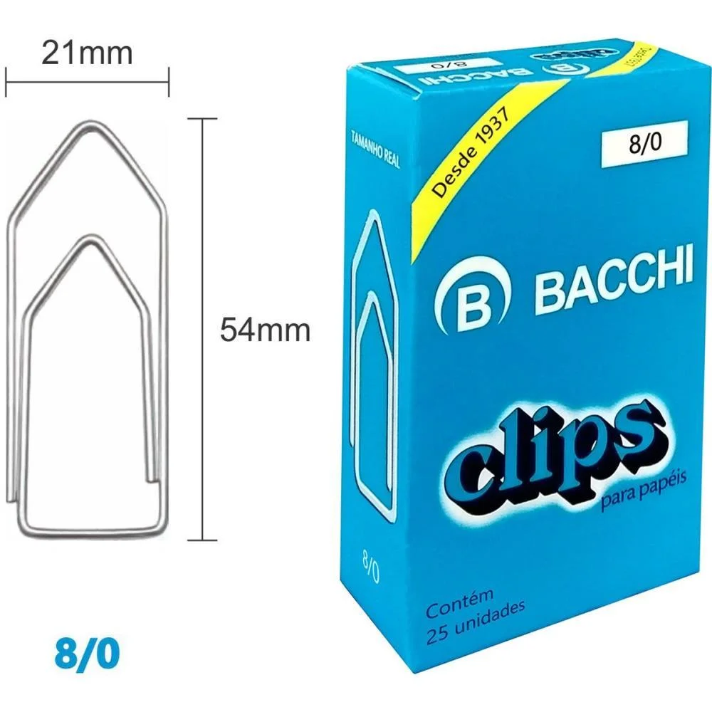 Clipe Galvanizado Aco 8/0 25 Unidades Bacchi (Pct.c/10) - imagem 2