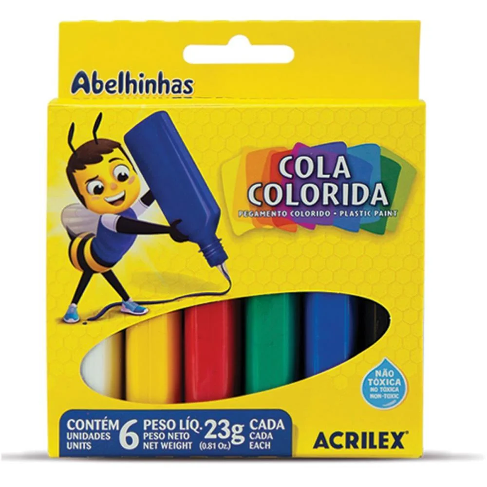 Cola Colorida Estojo C/06 Cores 23G (S) Acrilex (Duzia) - imagem 2