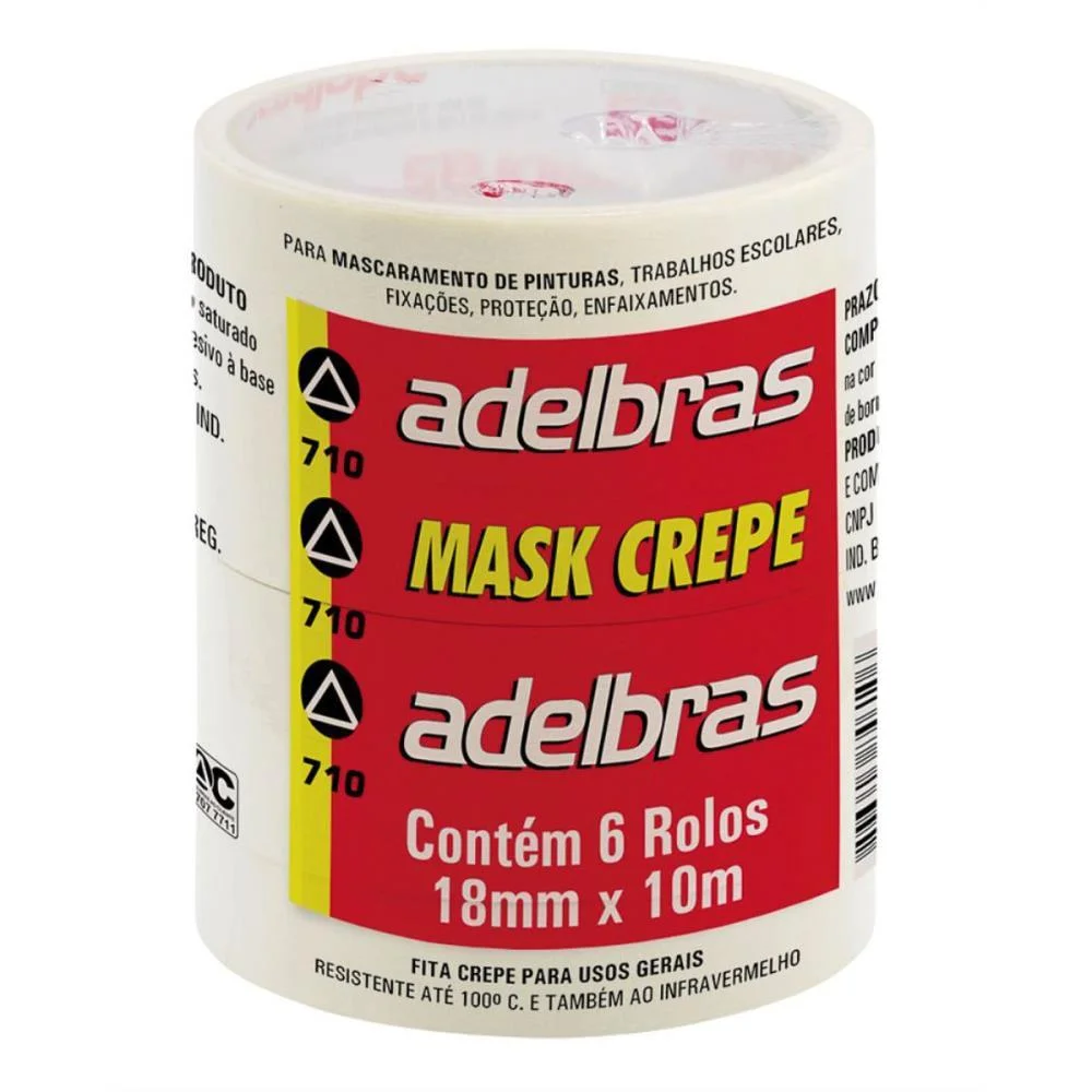 Fita Crepe 710 Mask Crepe 18Mmx10M Adelbras (Pct.c/06) - imagem 2