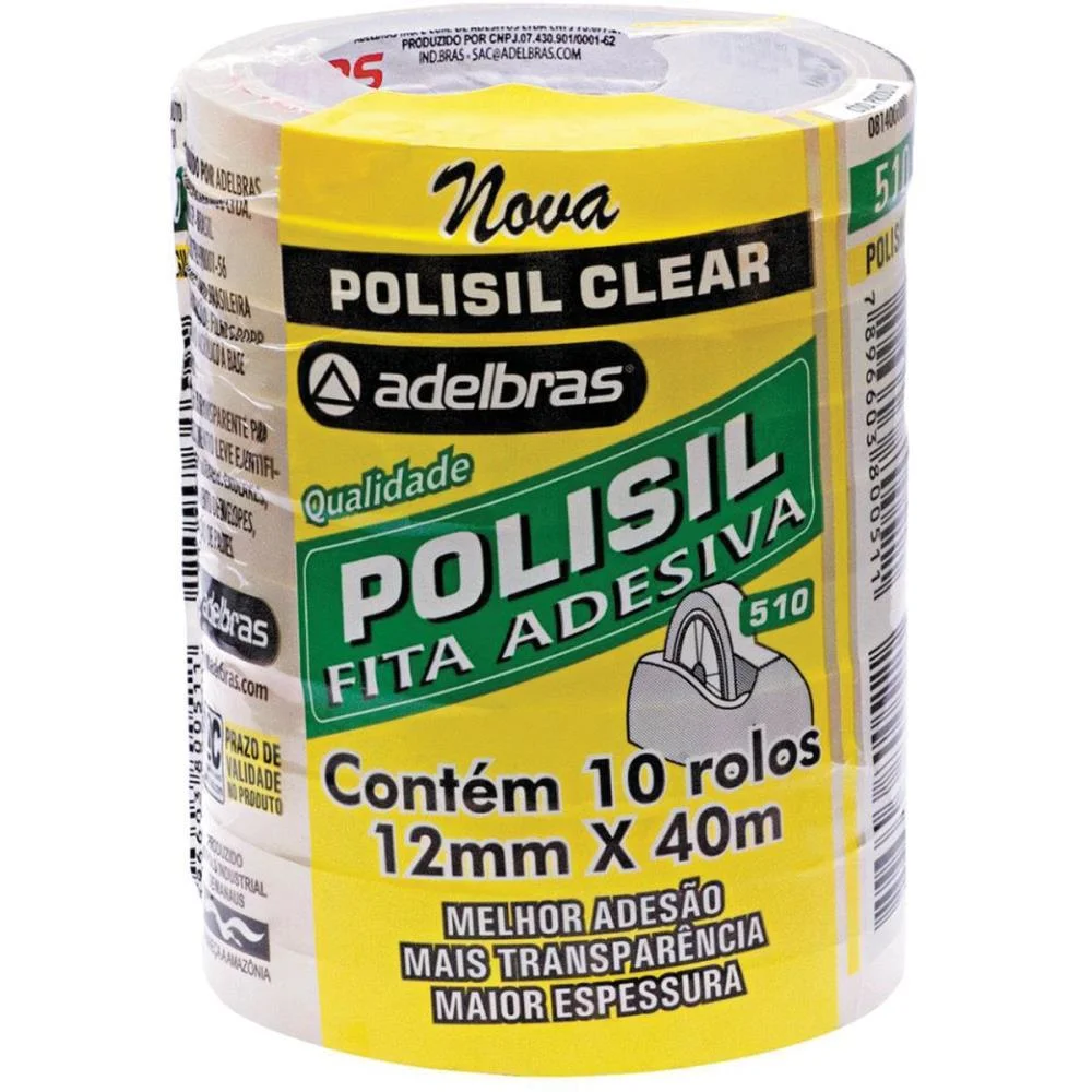 Fita Adesiva Polisil 12Mmx40M.transp.gr. Adelbras (Pct.c/10) - imagem 3