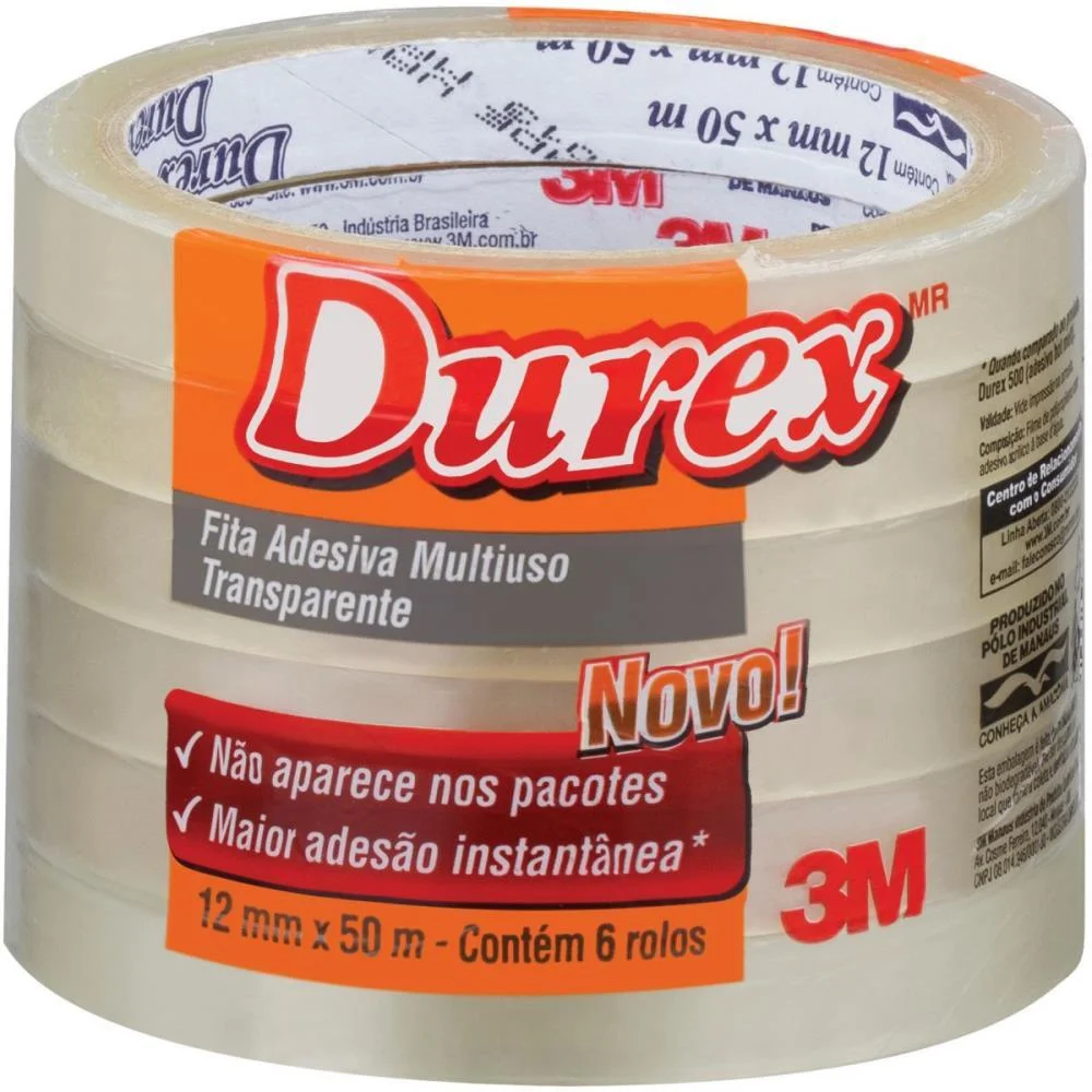 Fita Adesiva Durex Transparente 12Mmx50M. 3M (Pct.c/06) - imagem 3