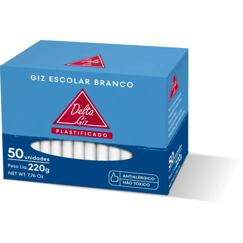 Giz Escolar Plastificado Branco 30Cxsx50Un. Delta (Caixa) - imagem 2