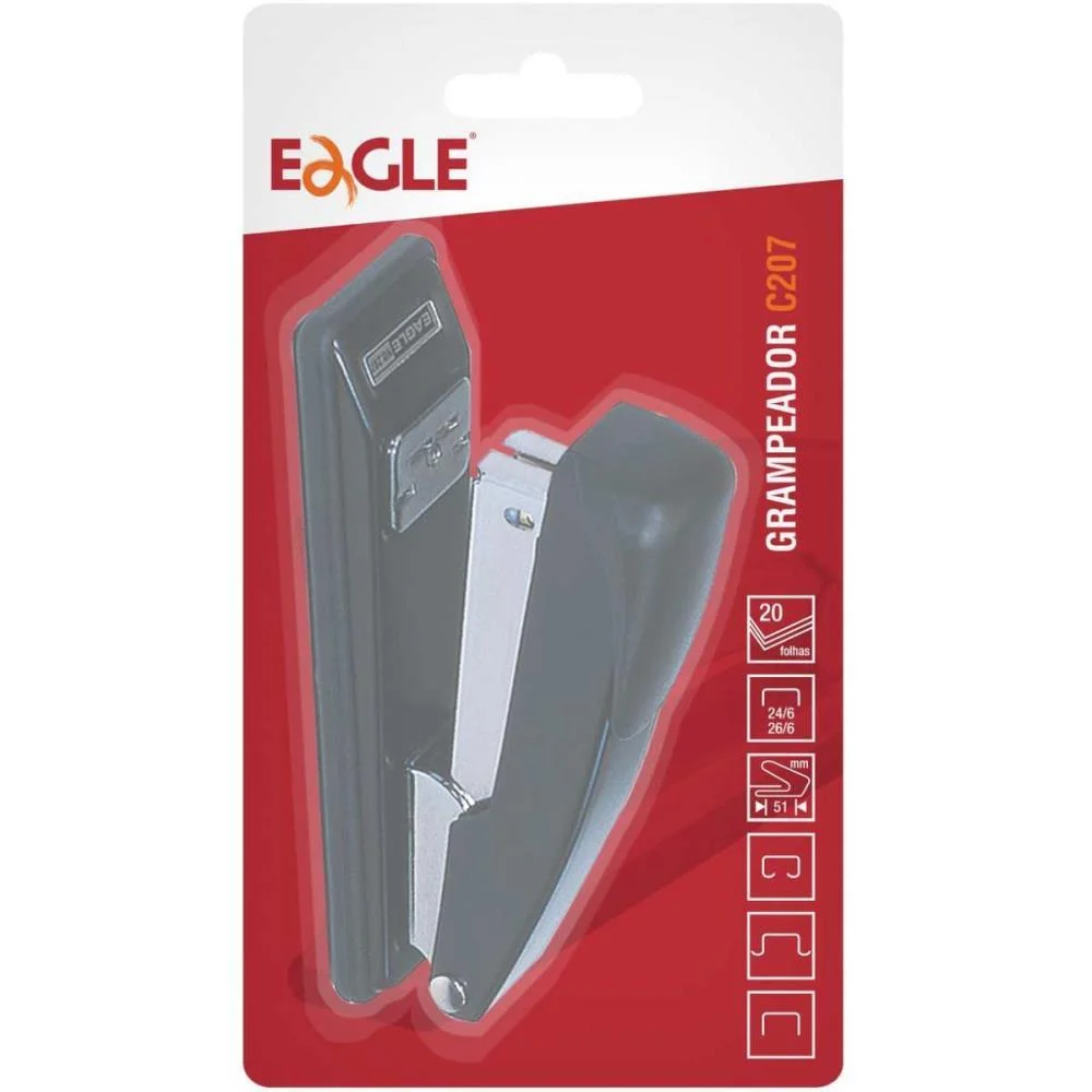 Grampeador Metal Eagle 207 Pequeno+500Grampos Sertic (Unidade) - imagem 4