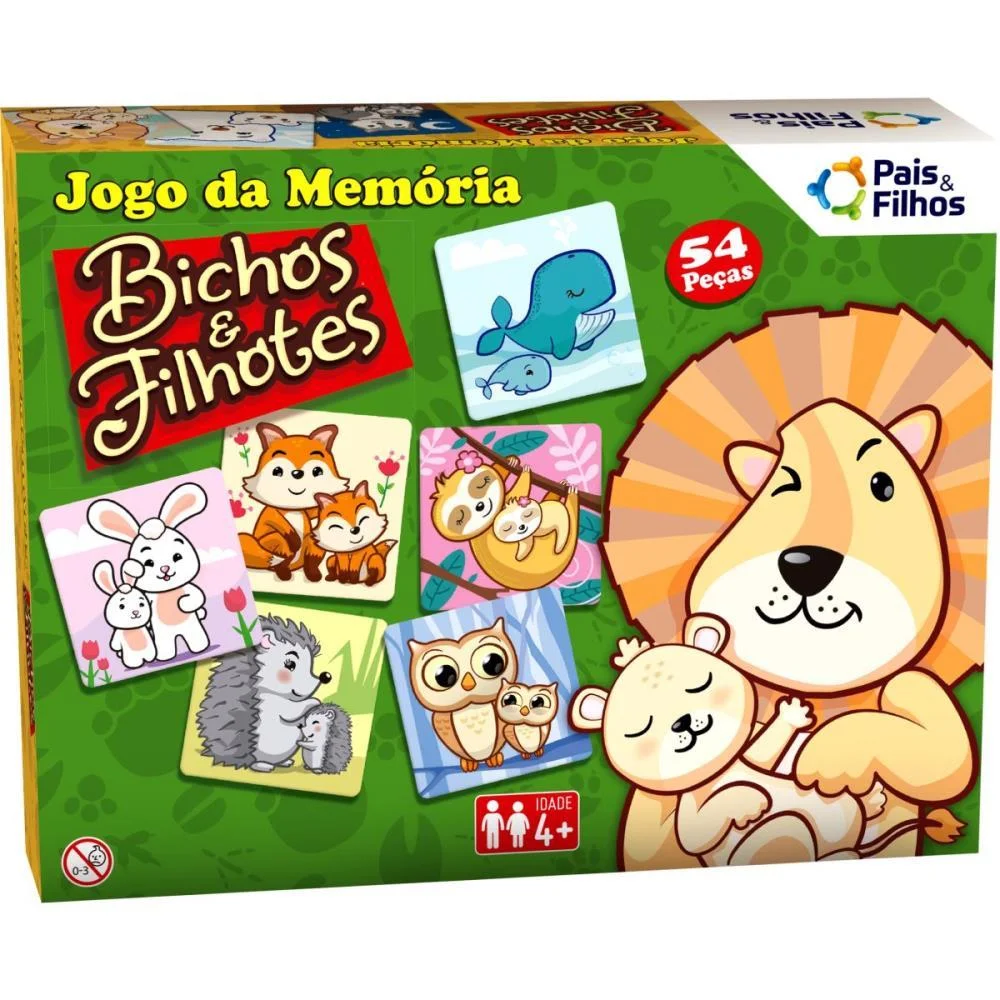 Jogo Da Memoria Bichos E Filhotes 54 Pecas Pais E Filhos (Unidade) - imagem 4