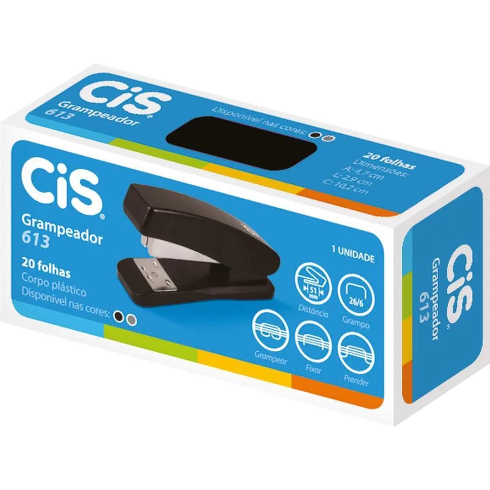 Grampeador Plastico Cis Ts613 Medio 26/6 20Fls. Sertic (Unidade) - imagem 4