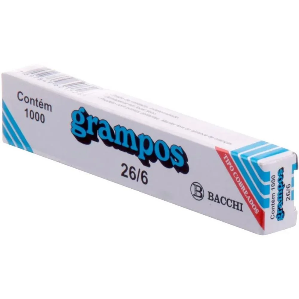 Grampo Para Grampeador 26/6 Cobreado 1000 Grampos Bacchi (Pct.c/10) - imagem 3