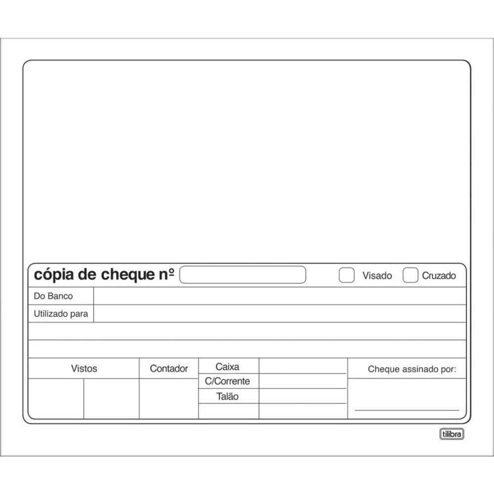 Impresso Copia De Cheque Branco 100 Folhas 160X190Mm Tilibra (Pct.c/10) - imagem 2