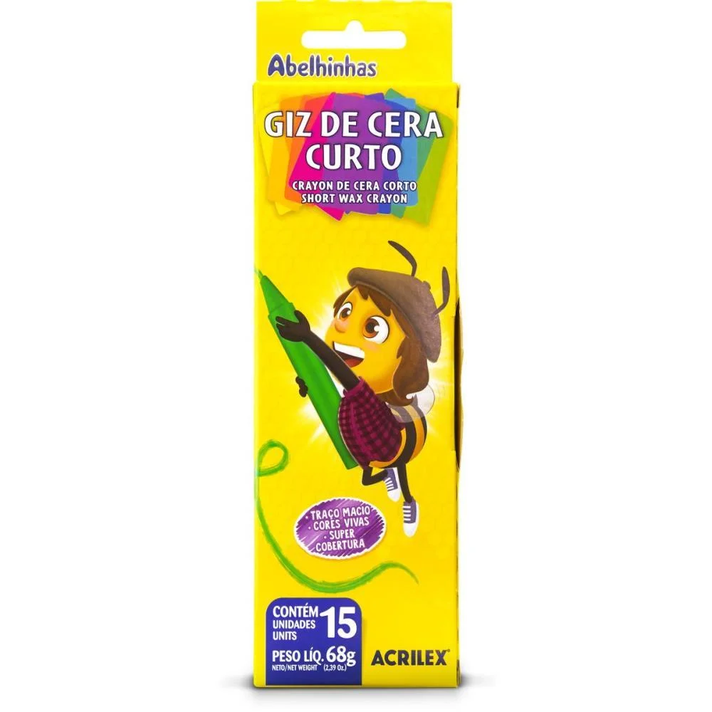 Giz De Cera Curto 15 Cores 68G Acrilex (Pct.c/12) - imagem 3