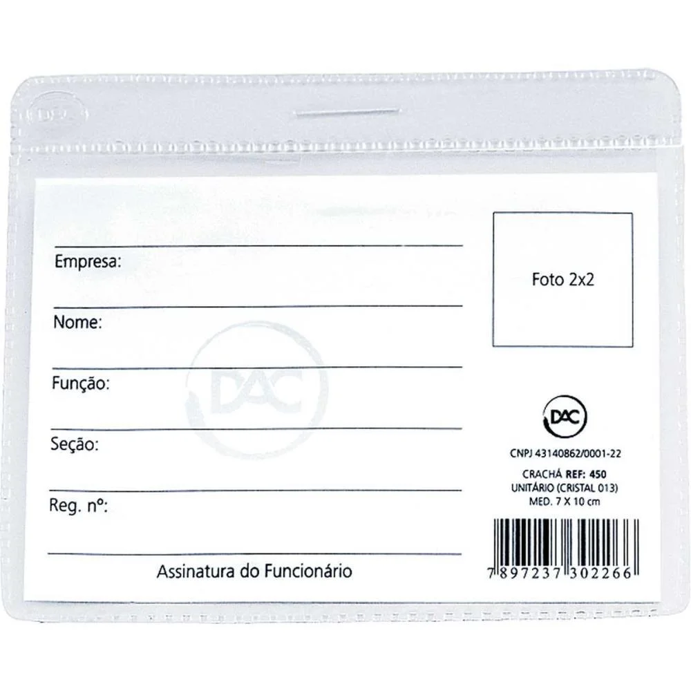 Cracha Sem Presilha Transparente 7X10 Cm. (0,13) Dac (Pct.c/50) - imagem 2