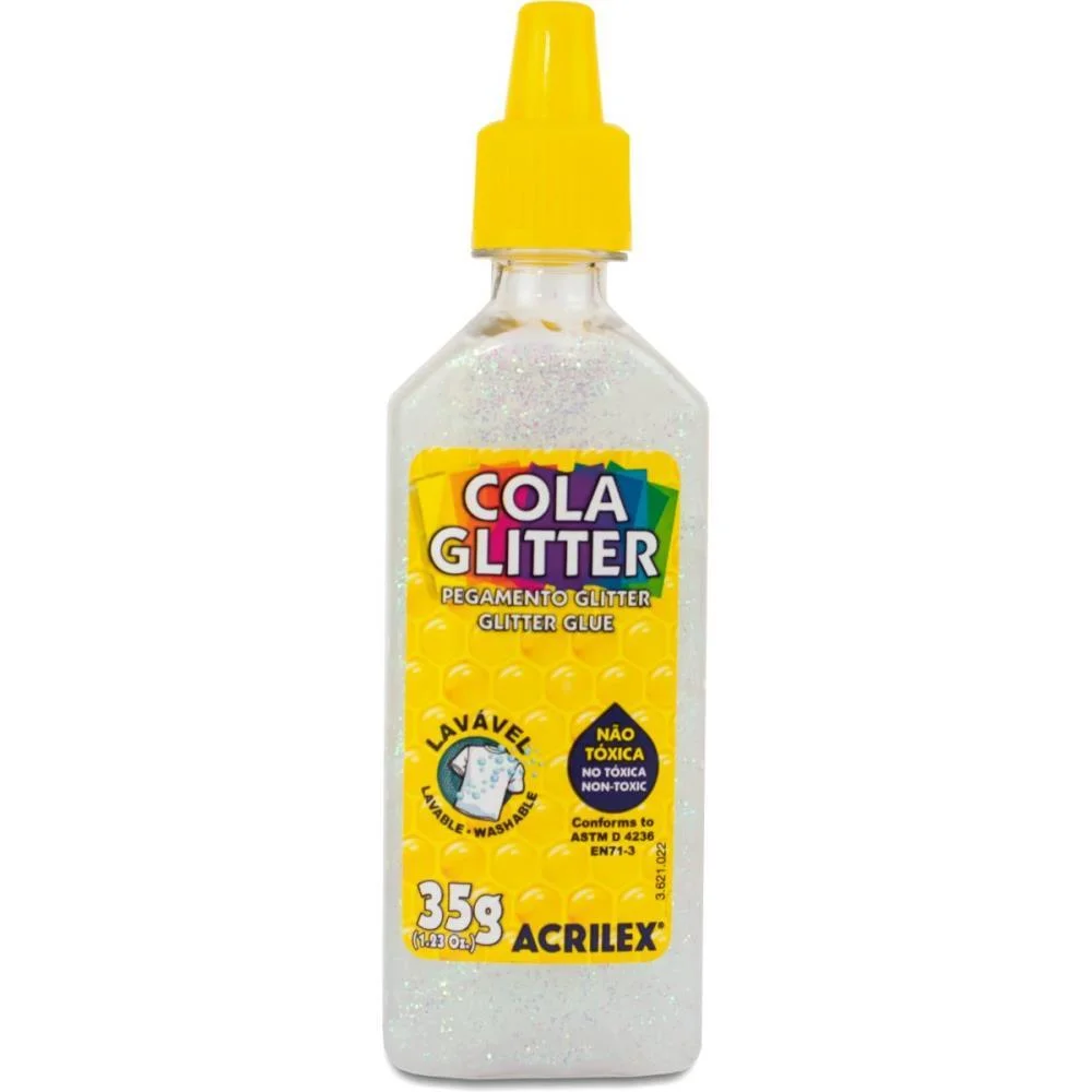 Cola Com Glitter Tubo 35G. Cristal Acrilex (Duzia) - imagem 3