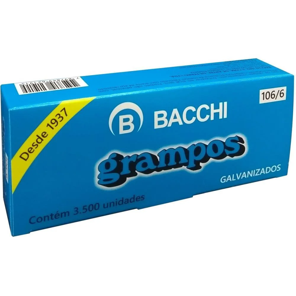 Grampo Para Grampeador 106/6 Aco 3500 Grampos Bacchi (Caixa) - imagem 4
