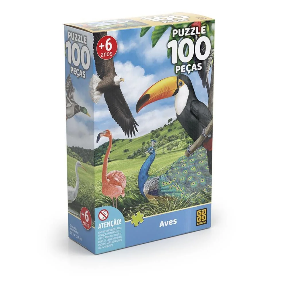 Quebra-Cabeca Cartonado Aves 100 Pecas Grow (Unidade) - imagem 4