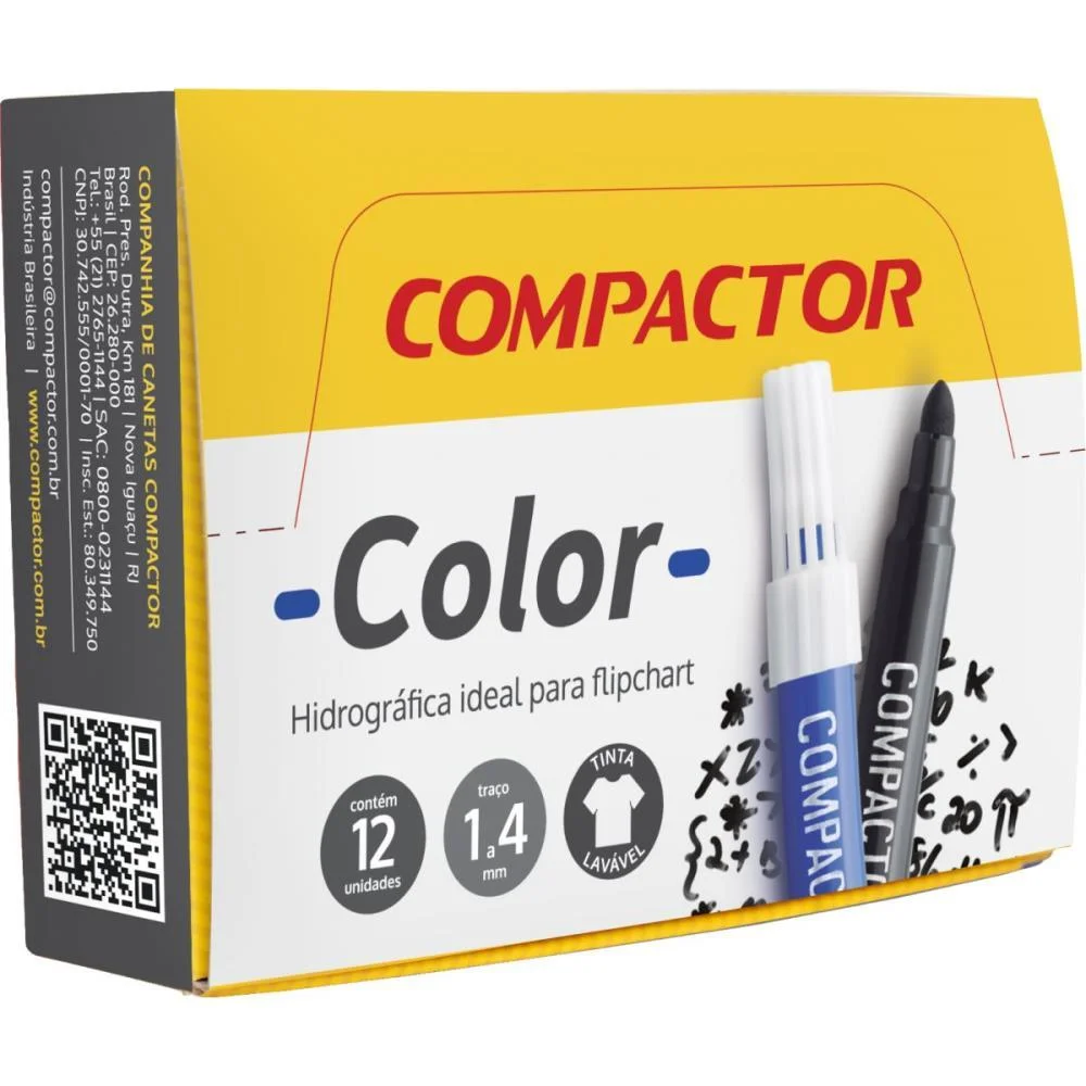 Caneta Hidrografica Jumbo Compactor Color Avulso Preto Compactor (Cx.c/12) - imagem 3