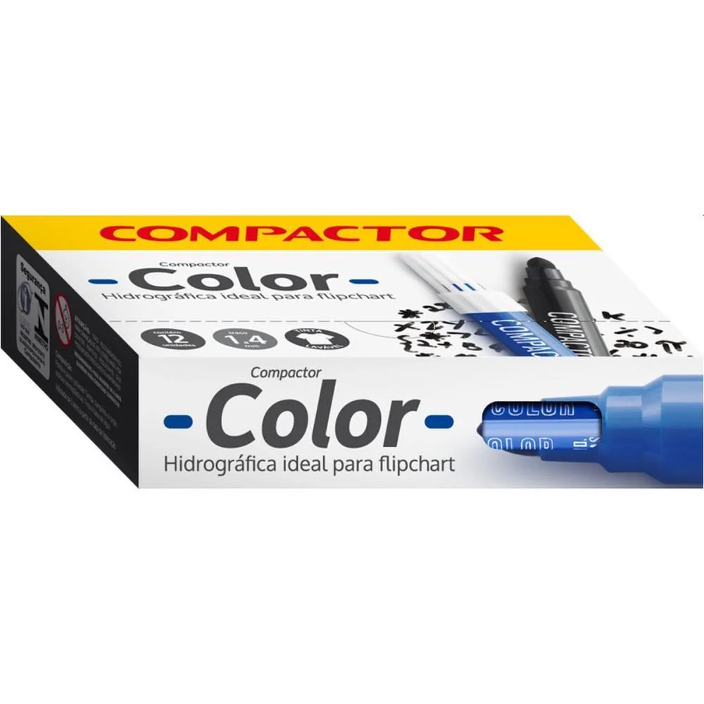 Caneta Hidrografica Jumbo Compactor Color Avulso Azul Compactor (Cx.c/12) - imagem 3