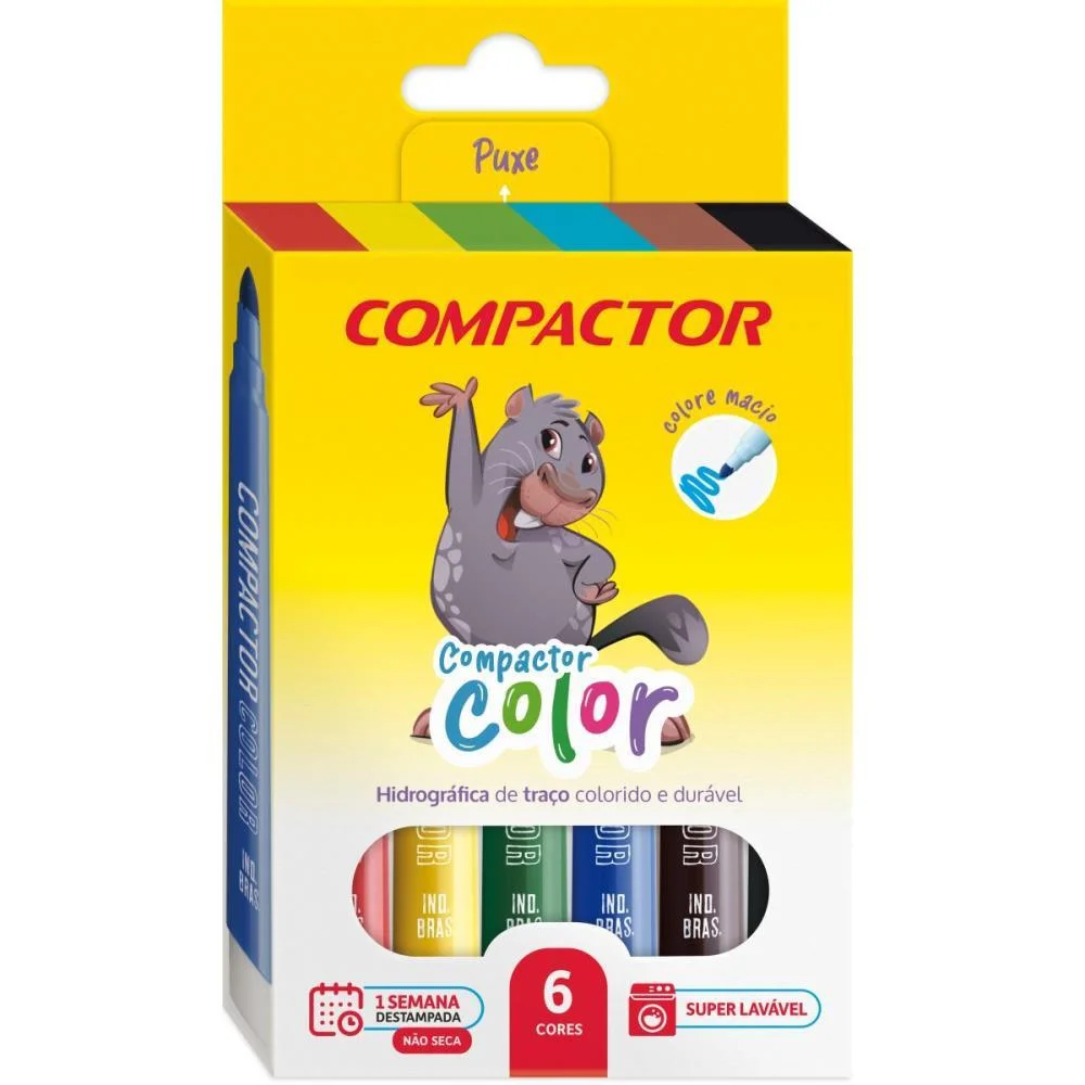Caneta Hidrografica Jumbo Compactor Color C/06 Cores Compactor (Pct.c/10) - imagem 2