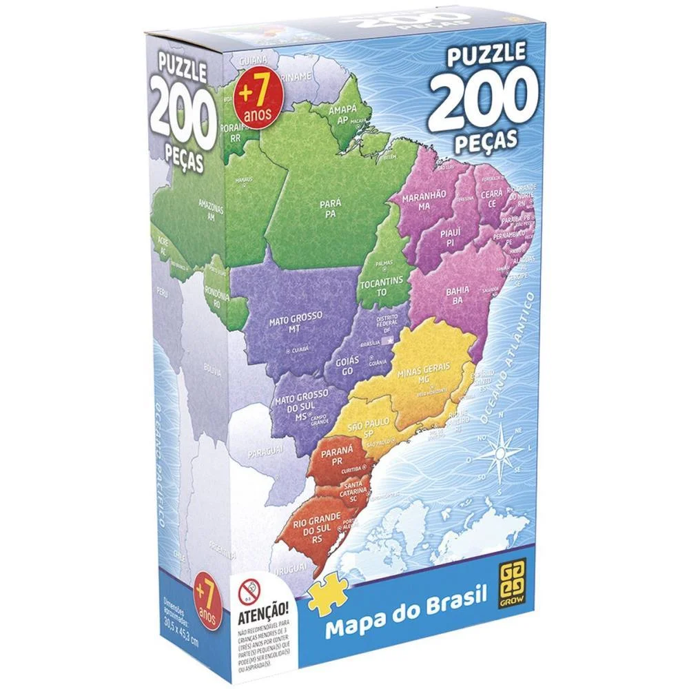 Quebra-Cabeca Cartonado Mapa Do Brasil 200 Pecas Grow (Unidade) - imagem 4