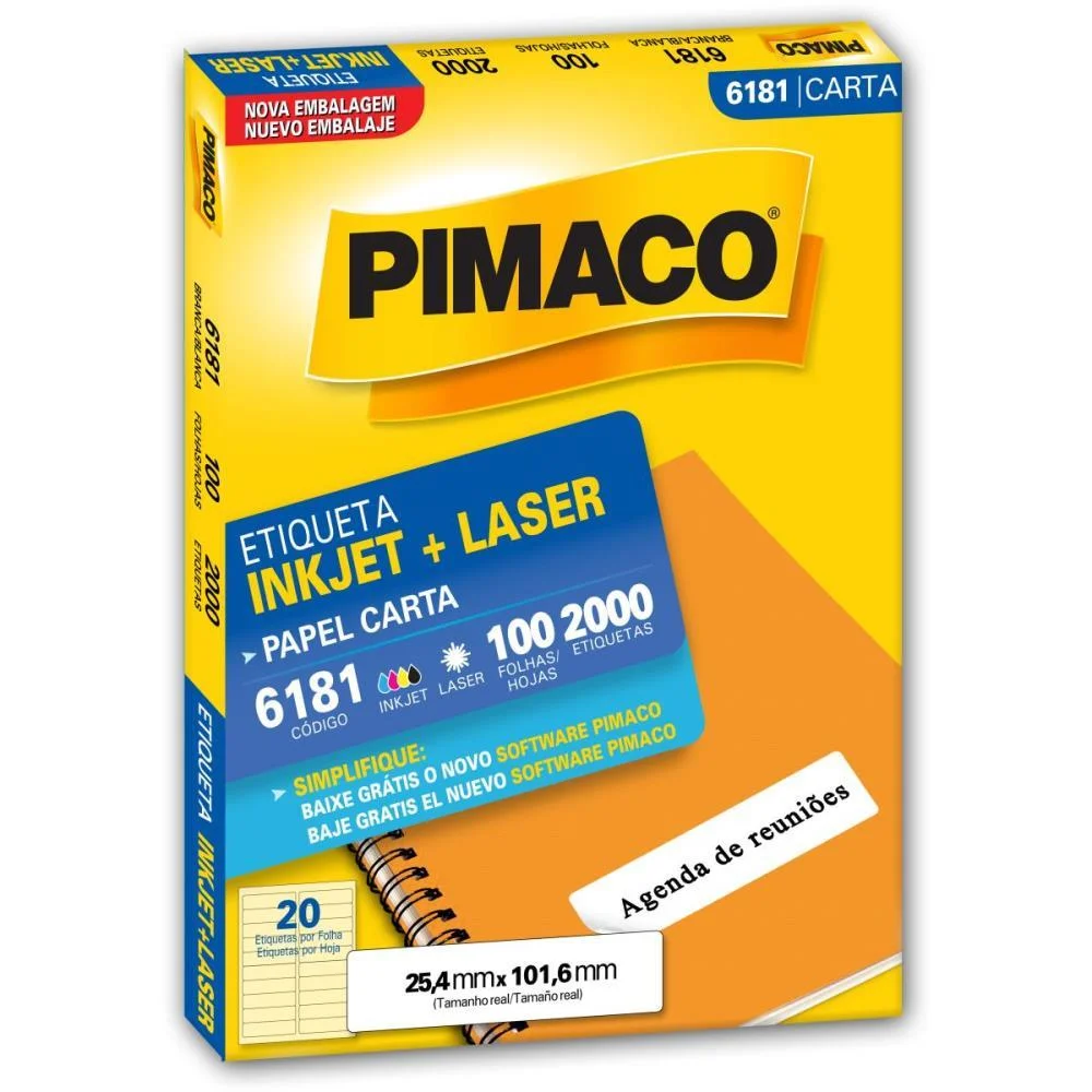 Etiqueta Carta 6181 100 Fls 25,4 X 101,6 Mm Pimaco (Cx.c/2000) - imagem 2