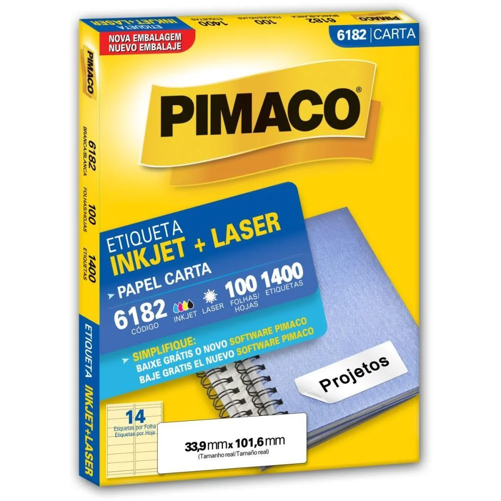Etiqueta Carta 6182 100 Fls 33,9 X 101,6 Mm Pimaco (Cx.c/1400) - imagem 2