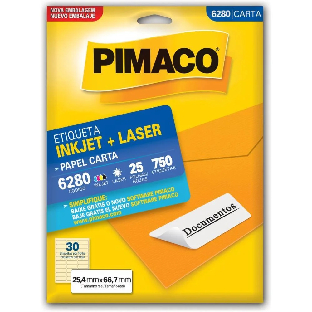 Etiqueta Carta 6280 25 Fls 25,4 X 66,7 Mm Pimaco (Ct.c/750) - imagem 3