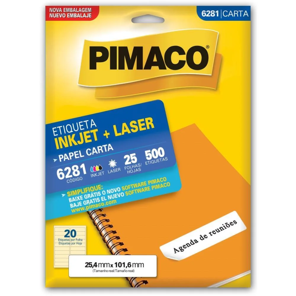 Etiqueta Carta 6281 25 Fls 25,4 X 101,6 Mm Pimaco (Ct.c/500) - imagem 2