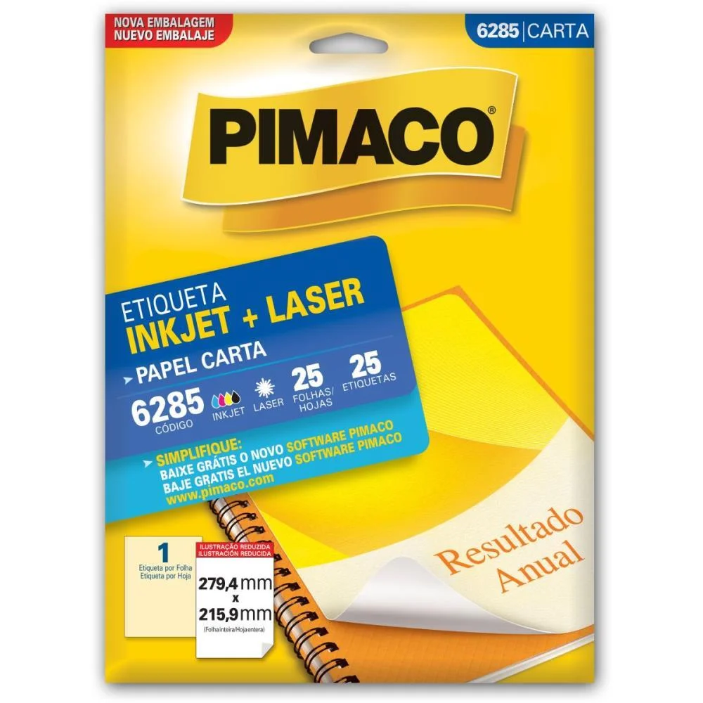Etiqueta Carta 6285 25 Fls 279,4 X 215,9 Mm Pimaco (Ct.c/25) - imagem 3