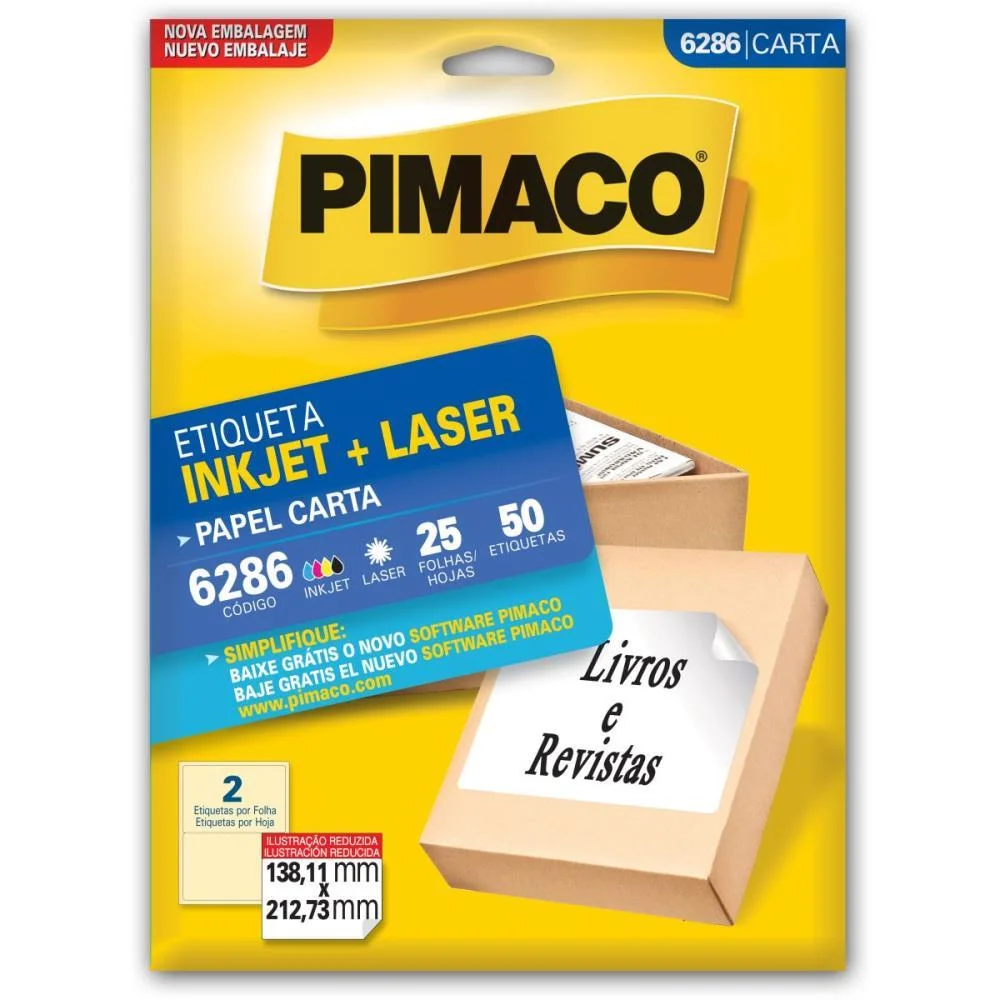 Etiqueta Carta 6286 25 Fls 138,11 X 212,73 Mm Pimaco (Ct.c/50) - imagem 3