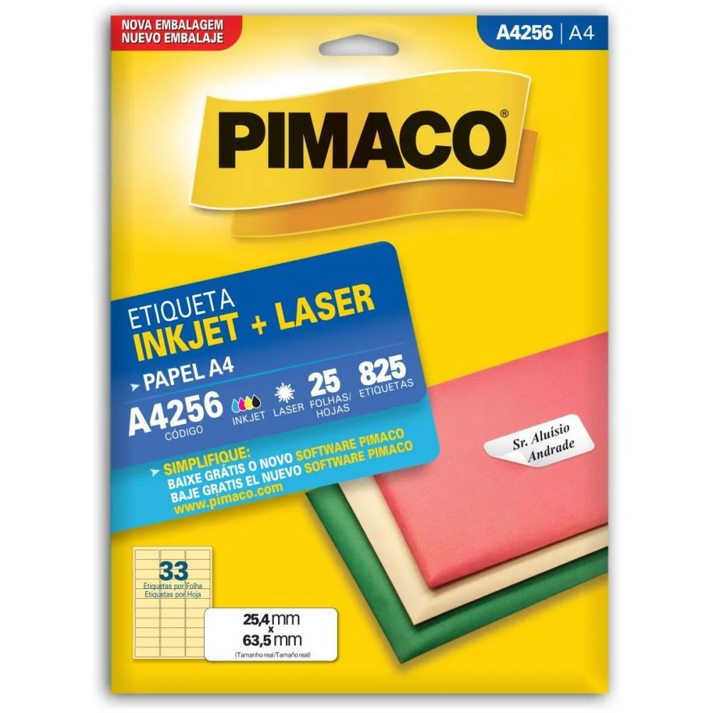 Etiqueta A4 A4256 25 Fls 25,4 X 63,5 Mm Pimaco (Ct.c/825) - imagem 3