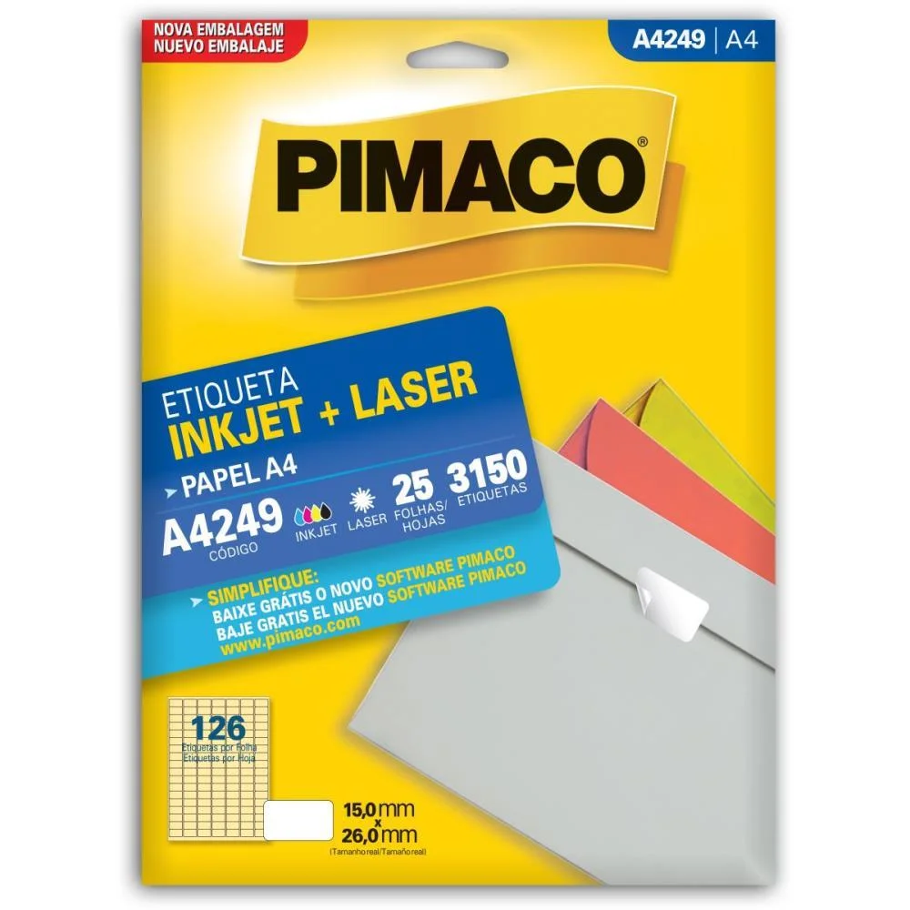 Etiqueta A4 A4249 25 Fls 15,0 X 26,0 Mm Pimaco (Ct.c/3150) - imagem 3