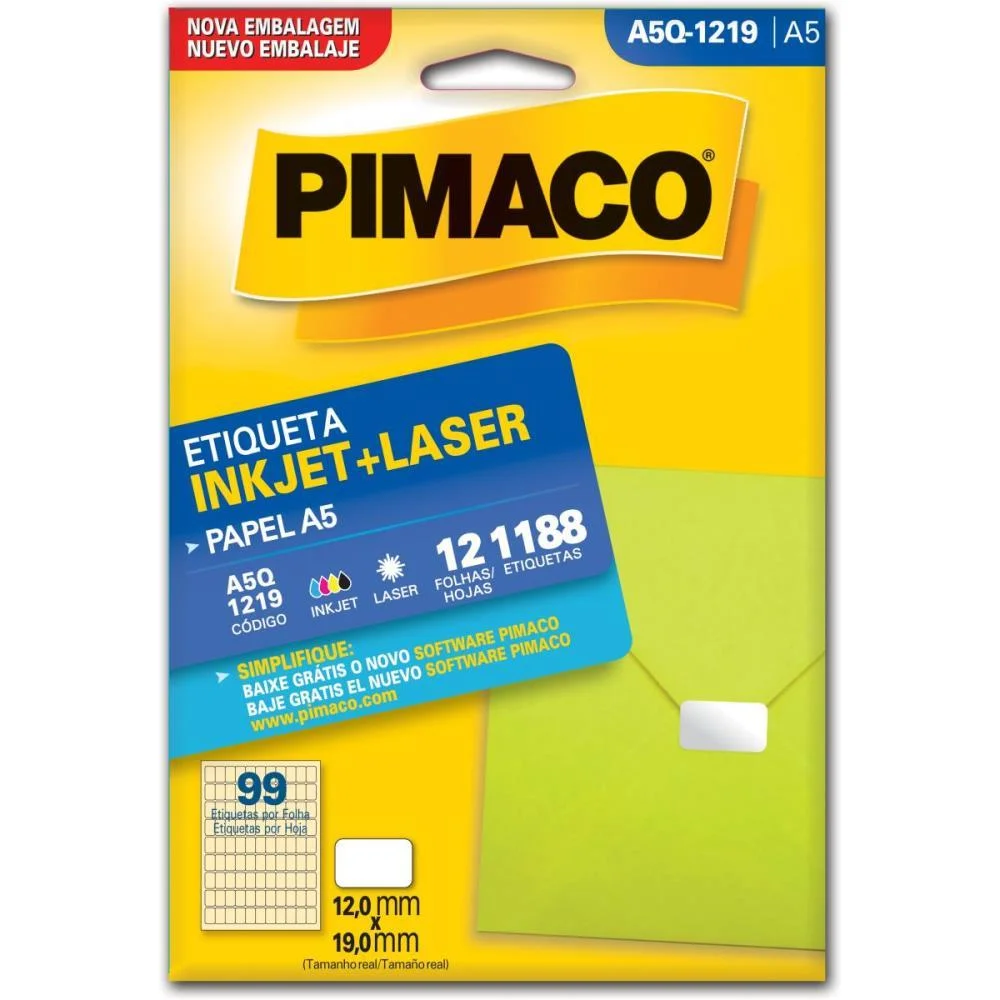 Etiqueta A5 A5Q-1219 12 Fls 12,0 X 19,0 Mm Pimaco (Ct.c/1188) - imagem 3