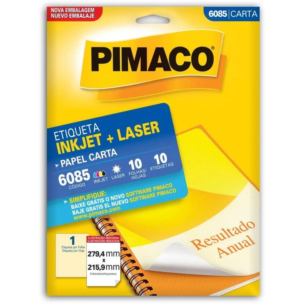 Etiqueta Carta 6085 10 Fls 279,4 X 215,9 Mm Pimaco (Ct.c/10) - imagem 2