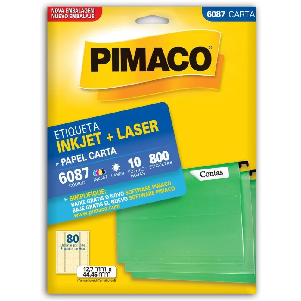 Etiqueta Carta 6087 10 Fls 12,7 X 44,45 Mm Pimaco (Ct.c/800) - imagem 3