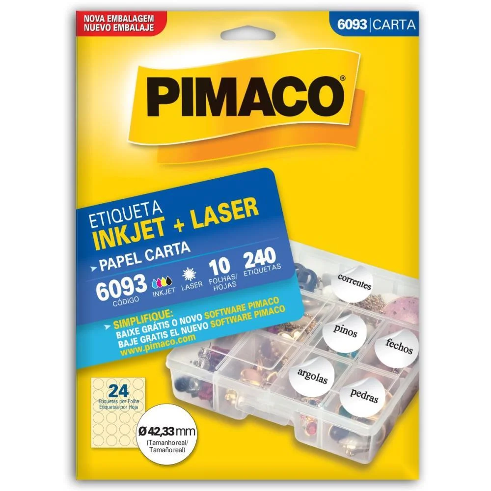 Etiqueta Carta 6093 Redonda 10 Fls 42 Mm Pimaco (Ct.c/240) - imagem 2