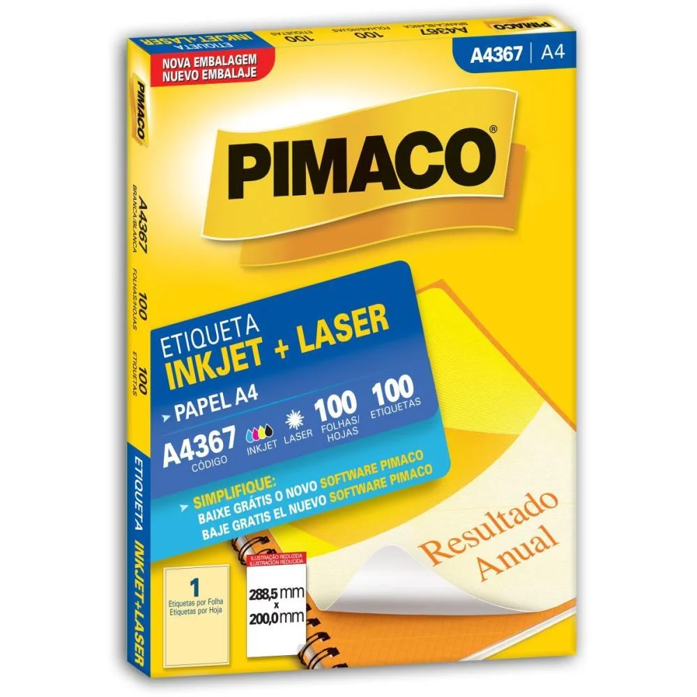 Etiqueta A4 A4367 100 Fls 288,5 X 200,0 Mm Pimaco (Cx.c/100) - imagem 3