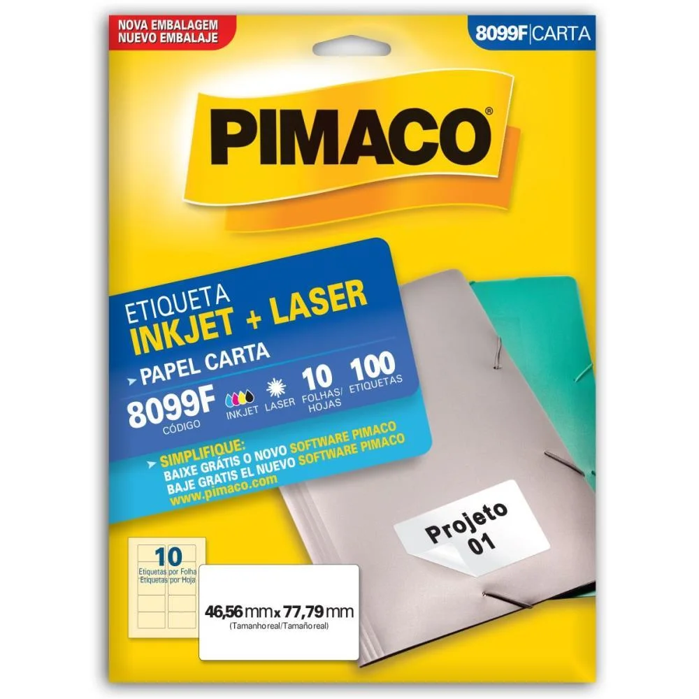 Etiqueta Carta 8099F 10 Fls 46,56 X 77,79 Mm Pimaco (Ct.c/100) - imagem 2
